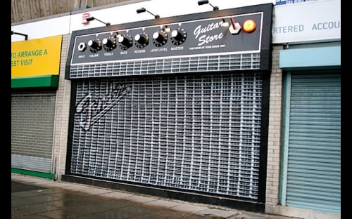 Southampton music shop shaped like Fender Super Champ amplifier