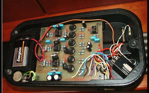 Black Gittler II guitar, circuit board electronics
