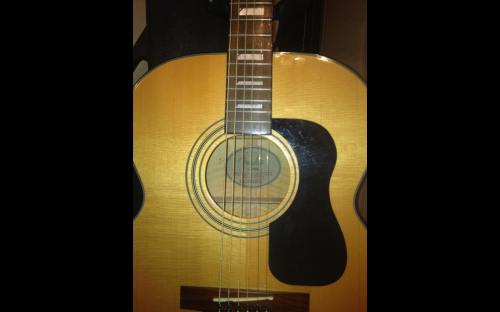 Fender SJ-65 acoustic guitar, close up