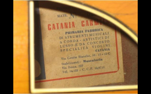 Carmello Catania Era II acoustic guitar, sound hole label