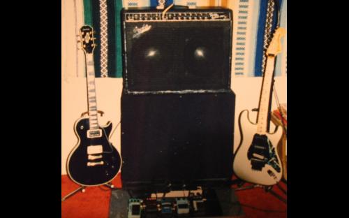 1976 Starfield Blk Les paul Custom{one on the left side of pic}