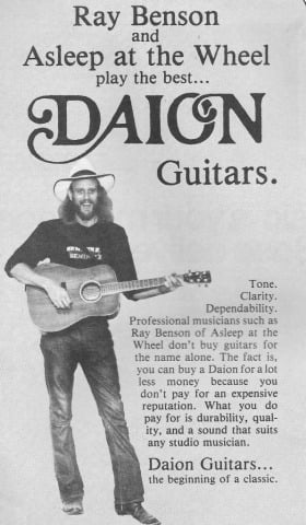 DAION acoustic guitars advert featuring Ray Benson