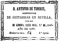 Antonio de Torres classical guitar label