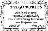 Diego Robles classical guitar label