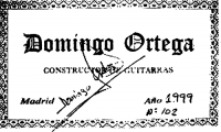 Domingo Ortega classical guitar label