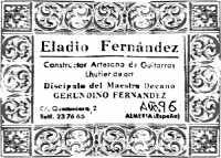 Eladio Fernandez classical guitar label