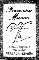 Francisco Munoz Alba classical guitar label