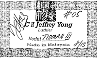 Jeffrey Yong Classical Guitar label