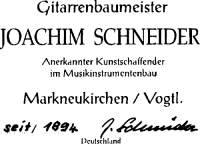 Joachim Schneider classical guitar label