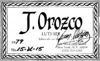 Juan Orozco classical guitar label