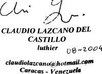 Claudio Lazcano del Castillo classical guitar label