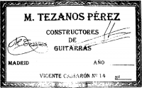 M. Tezanos Perez classical guitar label