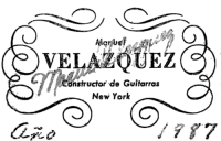 Manuel Velazquez classical guitar label