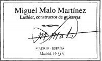 Miguel Malo Martinez classical guitar label