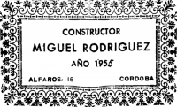 Miguel Rodriguez flamenco guitar label