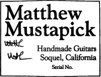 Matthew Mustapick guitar label