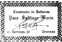 Paco Santiago Marin classical guitar label