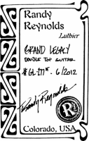 Randy Reynolds classical guitar label
