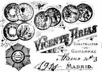Vicente Arias 1911 classical guitar label