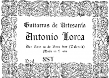 Antonio Lorca classical guitar label