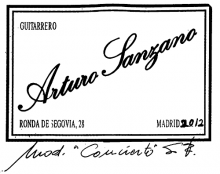 Arturo Sanzano classical guitar label