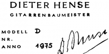 Dieter Hense classical guitar label