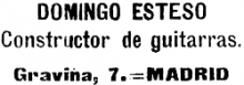 Domingo Esteso guitar label