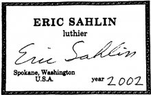 Eric Sahlin classical guitar label