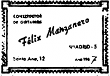 Felix Manzanero classical guitar label