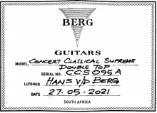 Hans van den Berg classical guitar label