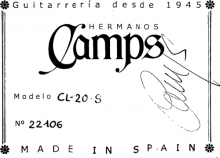 Hermanos Camps classical guitar label