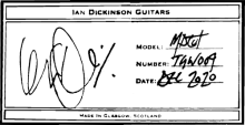Ian Dickinson guitars label
