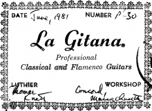 La Gitana classical guitar label