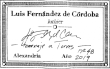 Luis Fernandes de Cordoba classical guitar label