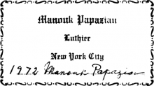 Manouk Papazian classical guitar label