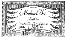 Michael Gee 1986 guitar label