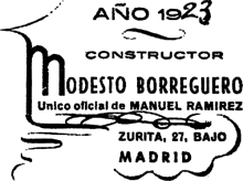 Modesto Borreguero 1923 classical guitar label