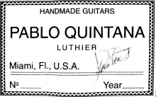 Pablo Quintana classical guitar label