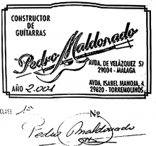 Pedro Maldonado Guitar label