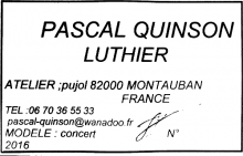 Pascal Quinson classical guitar label