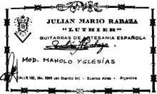 Julian Rabaza classical guitar label