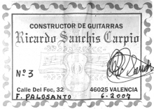 Ricardo Sanchis Carpio guitar label