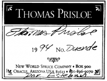 Thomas Prisloe Classical Guitar label