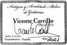 Vincente Carrillo classical guitar label