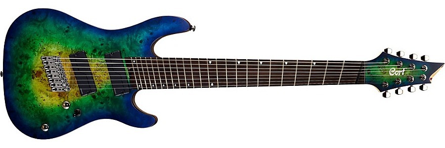 Cort Kx Series 8 String Multi-Scale Electric Guitar Mariana Blue Burst