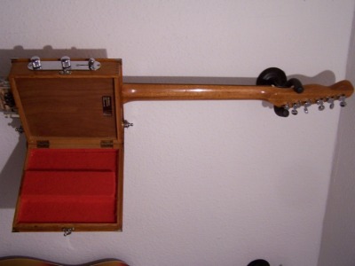Tom Bingham's Book Guitar, handy storage compartment in the back