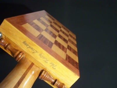 Rear of the guitar with chess board