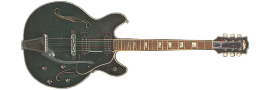 Aria 5102T (green finish) thinline hollow bodied electric guitar
