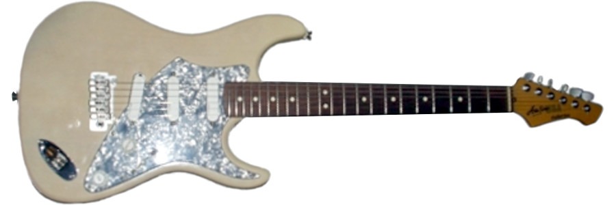 Aria Pro II FL-50S, stratocaster style electric guitar, white finish