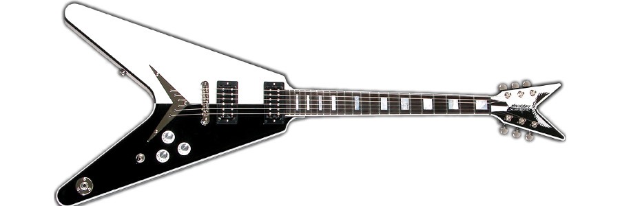 Dean Michael Schenker USA - flying V shaped electric guitar made in USA, two-tone black and white finished